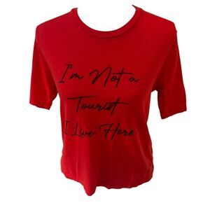 LE SUPERBE Persimmon Tourist Tee I’m not a tourist I live here XS